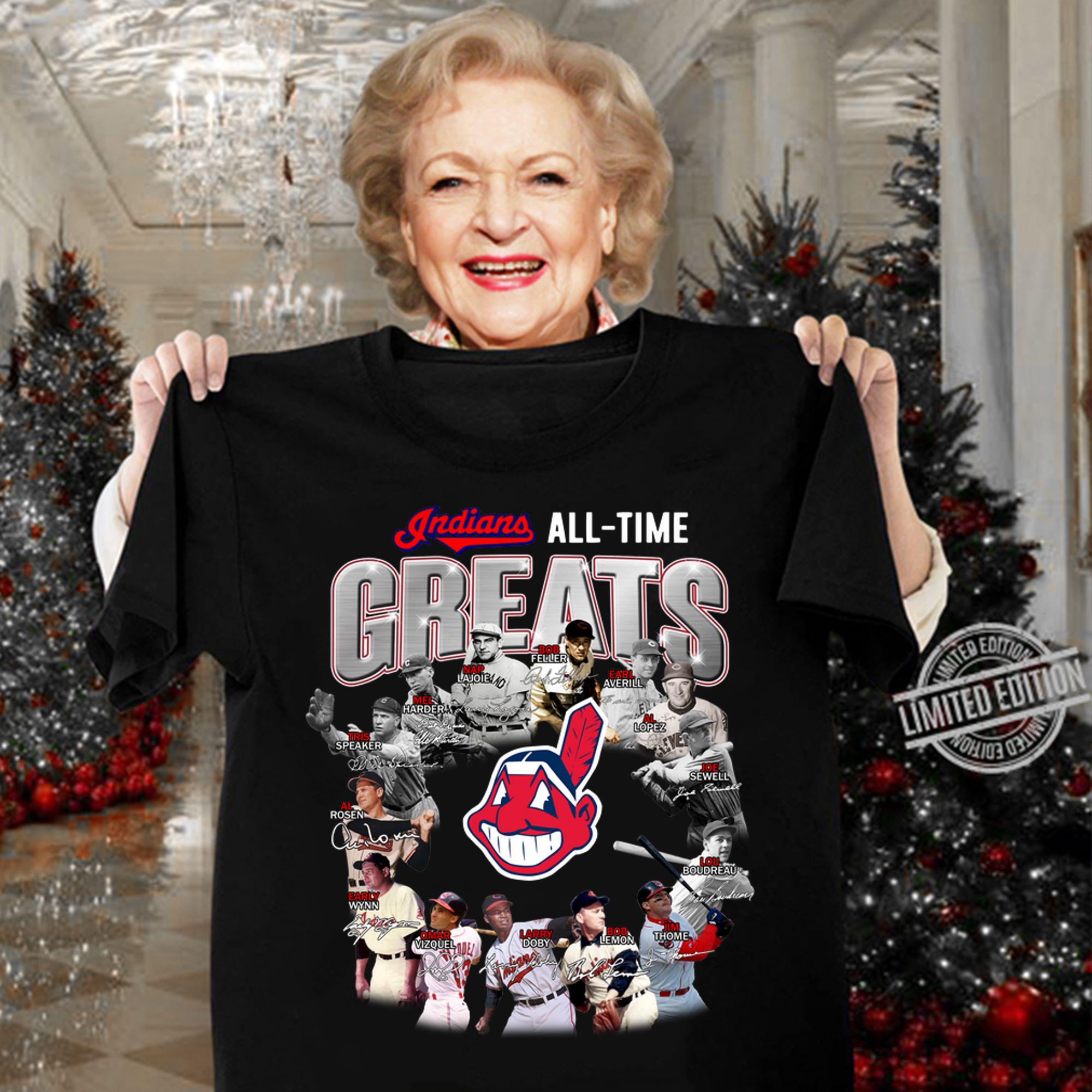 Cleveland Indians all time greats legends all signature t-shirt woman shirt