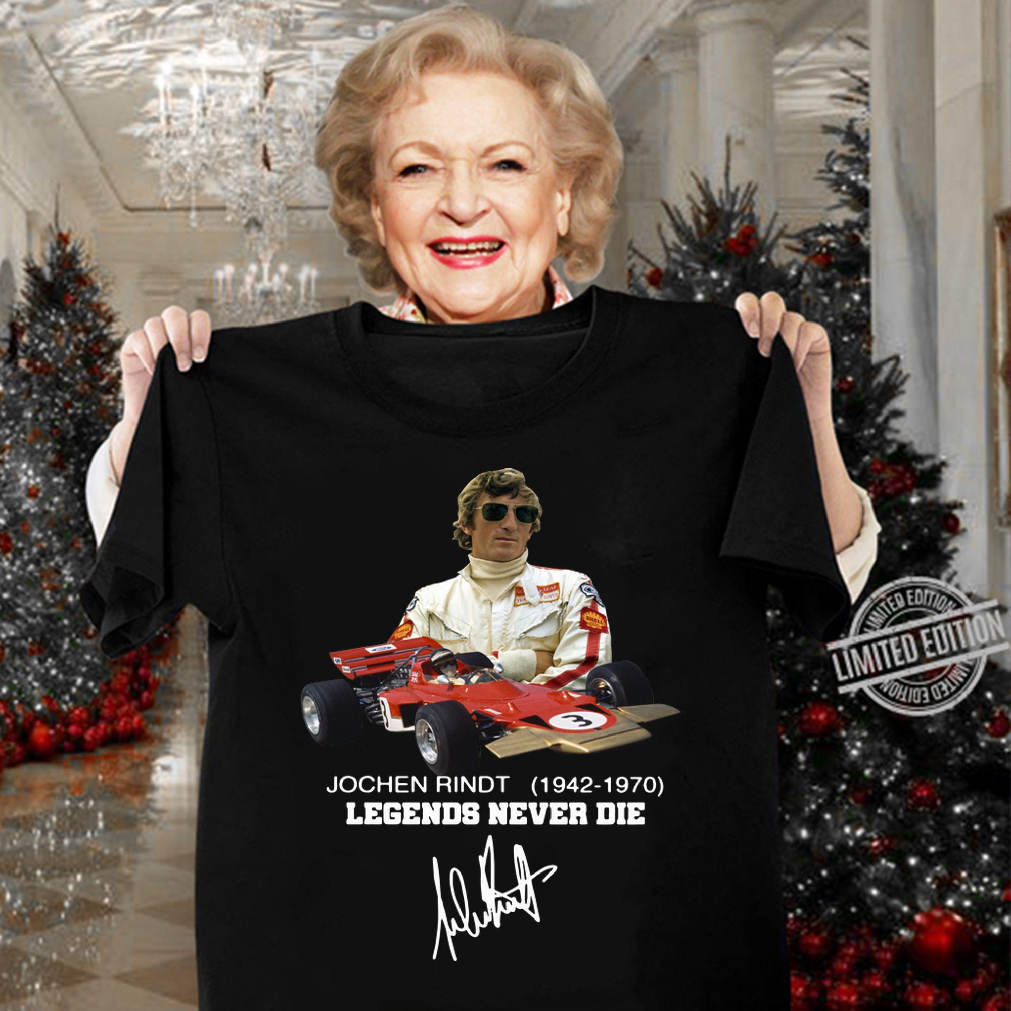 Jochen Rindt 1942 1970 Legends Never Die Signature t-shirt woman shirt