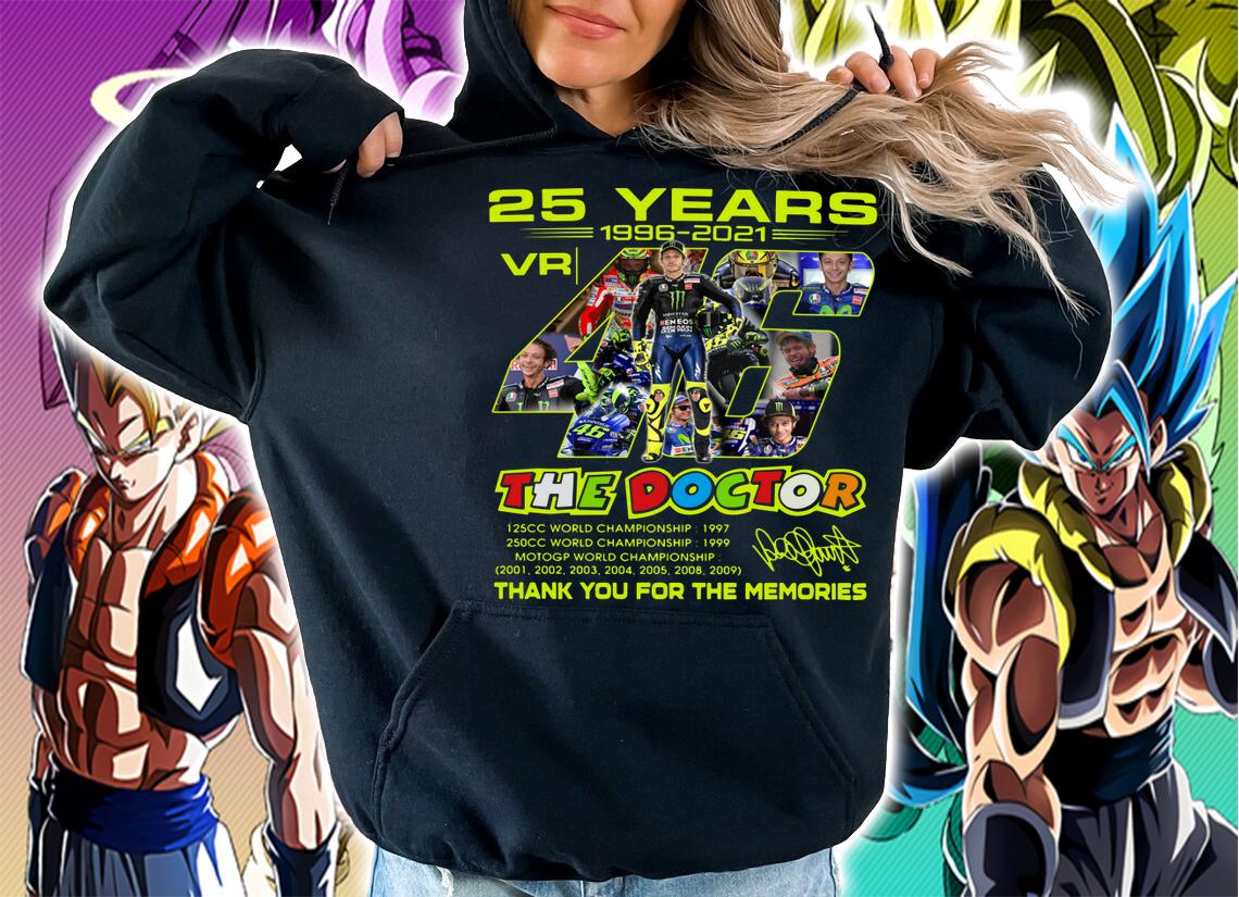 Valentino Rossi VR46 The Doctor 25 Years MotoGP World Championship Signature Thank You For The Memories t-shirt hoodie