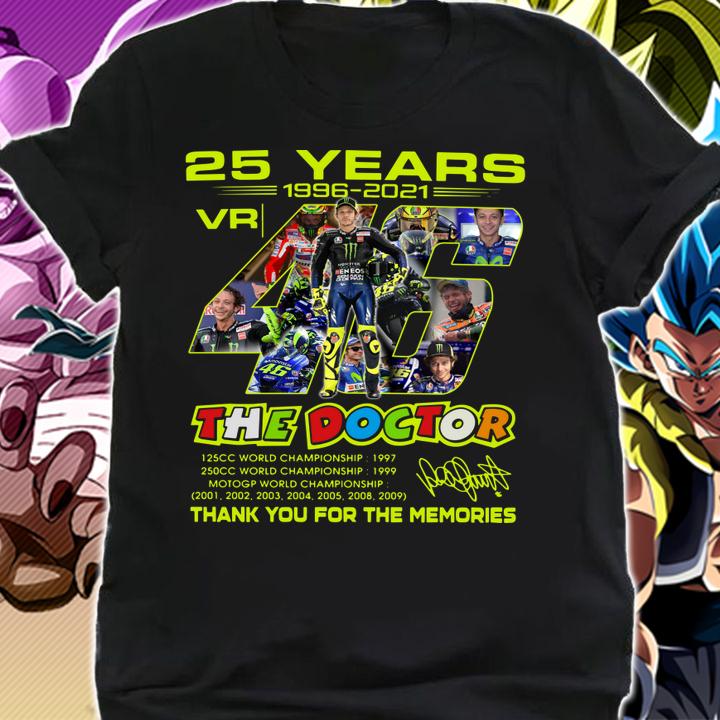 Valentino Rossi VR46 The Doctor 25 Years MotoGP World Championship Signature Thank You For The Memories t-shirt shirt