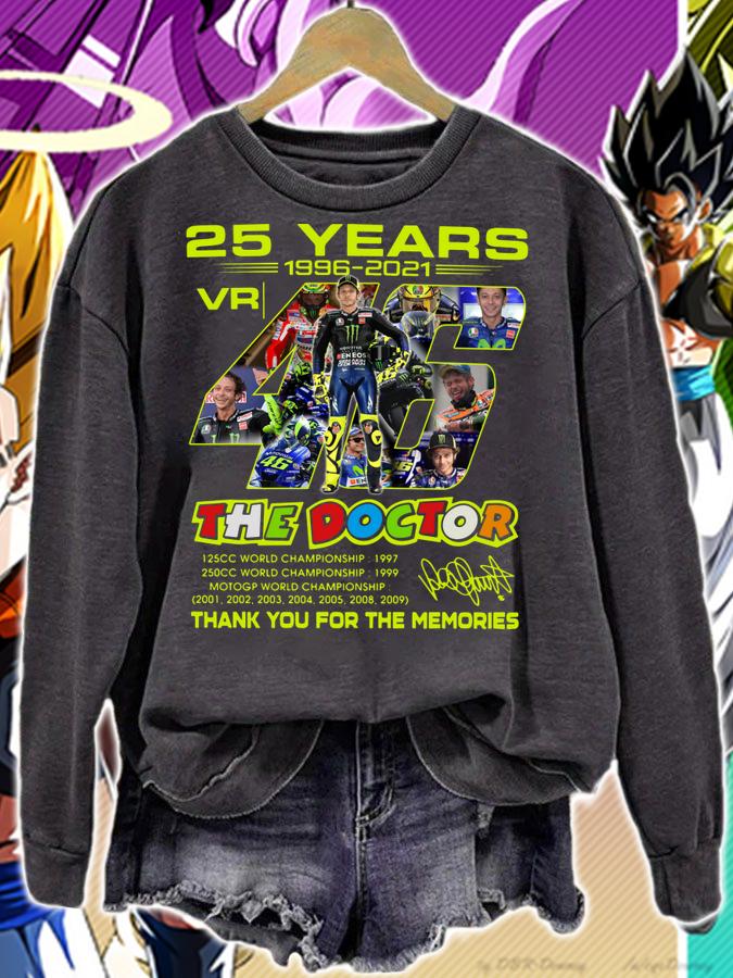 Valentino Rossi VR46 The Doctor 25 Years MotoGP World Championship Signature Thank You For The Memories t-shirt sweatshirt