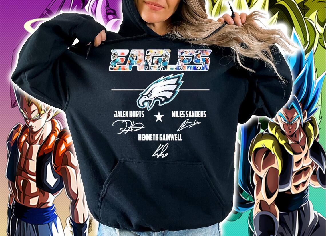 Eagles Jalen Hurts Miles Sanders Kenneth Gainwell signatures shirt t-shirt hoodie