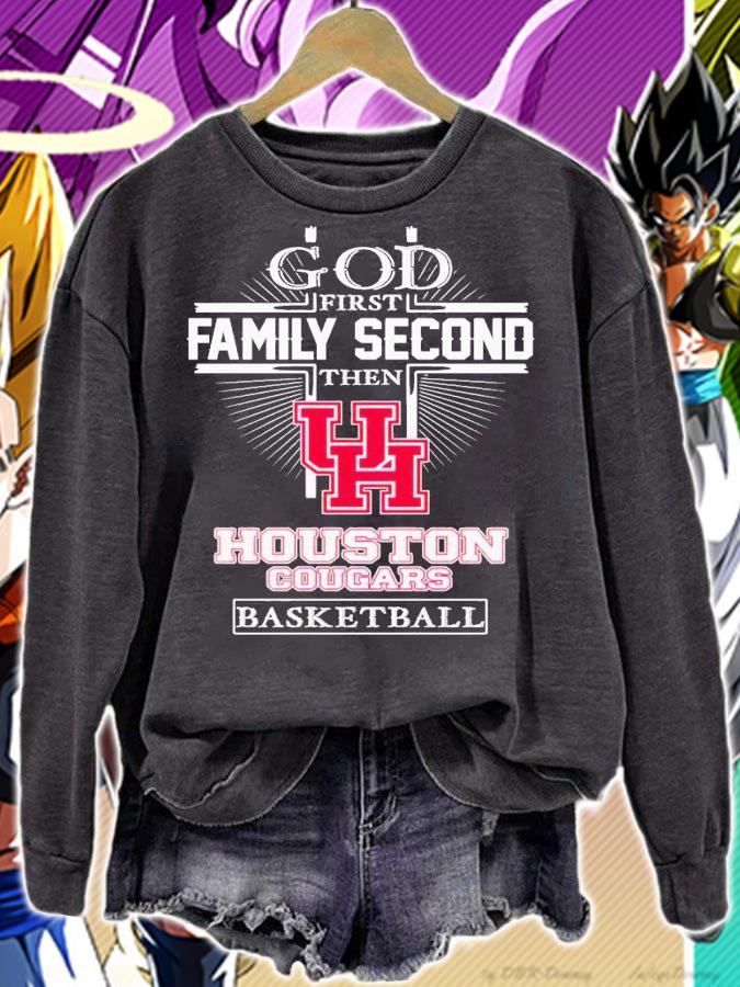 God first family second the Houston Cougars basketball shirt t-shirt sweatshirt