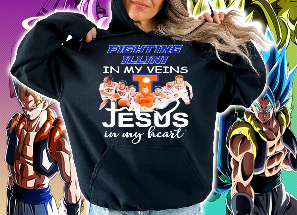 Illinois Fighting Illini in my veins Jesus in my heart shirt t-shirt hoodie
