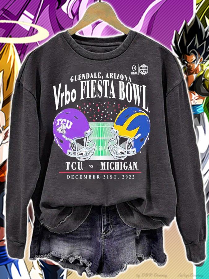 Michigan Wolverines vs TCU Horned Frogs College Football Playoff 2022 Fiesta Bowl Matchup shirt t-shirt sweatshirt