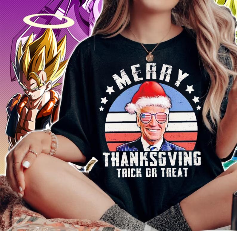 Joe Biden Santa Merry Thanksgiving Trick Or Treat Shirt t-shirt