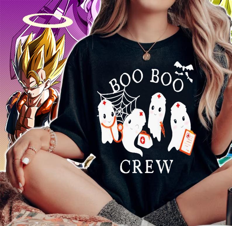 Boo Boo Crew Funny Nurse Halloween Cute Ghost T-Shirt t-shirt woman shirt