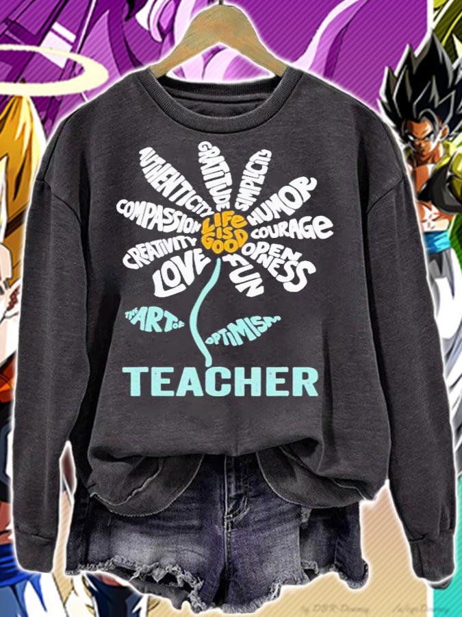 Life Is Good Teacher Daisy Teach School Sunflower T-Shirt t-shirt