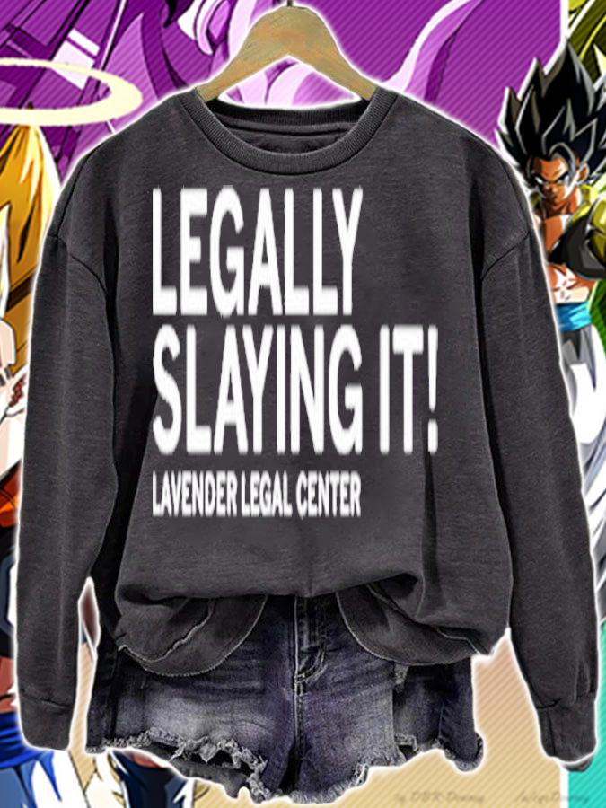 Legally Slaying It Lavender Legal Center T-Shirt t-shirt
