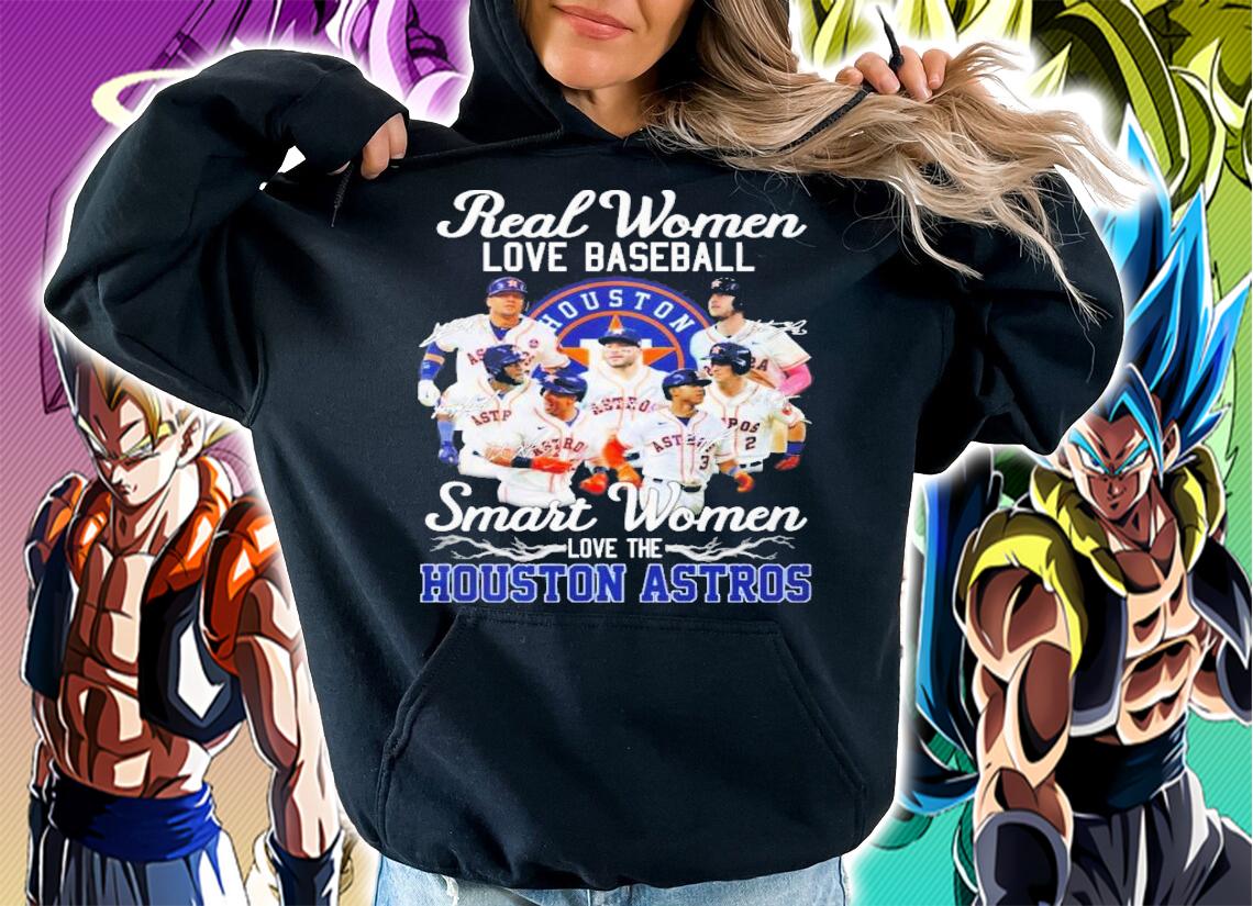 Real Women Love Baseball Smart Women Love The Houston Astros Signatures T-Shirt t-shirt
