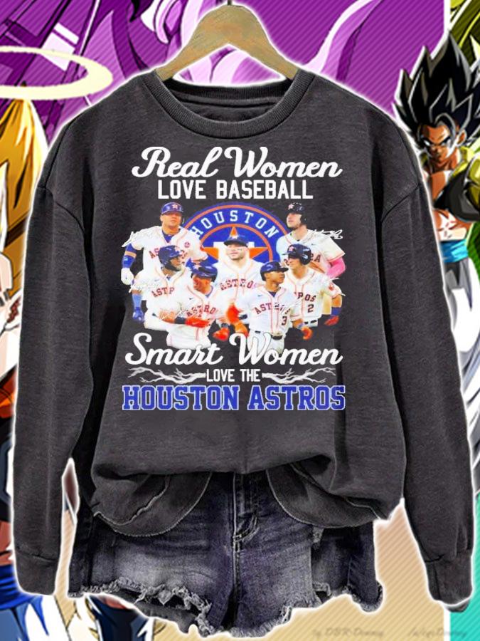 Real Women Love Baseball Smart Women Love The Houston Astros Signatures T-Shirt t-shirt