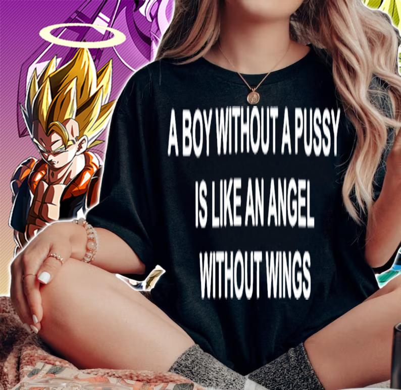 A Boy Without A Pussy Is Like An Angel Without Wings T-Shirt t-shirt