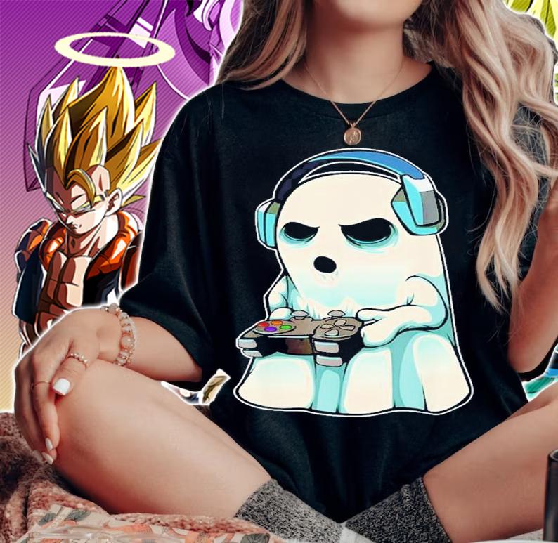Gamer Ghost Lazy Halloween Costume Cool Video-Game Gaming T-Shirt t-shirt woman shirt