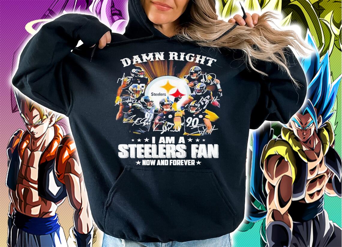 Damn right i am a Pittsburgh Steelers fan now and forever signatures shirt t-shirt