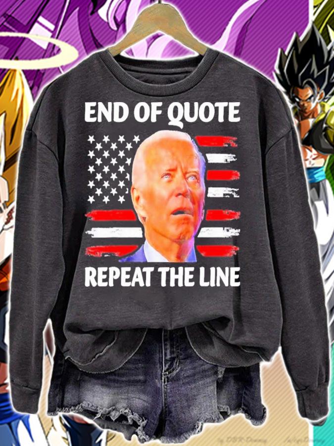 End Of Quote Repeat The Line Joe Biden Confused American Flag Shirt t-shirt sweatshirt