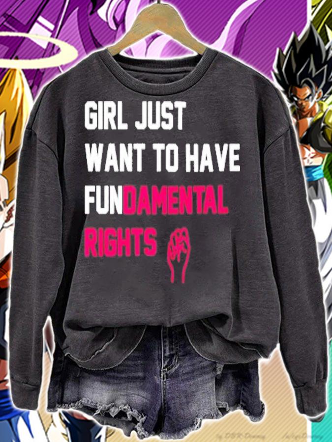 Girls Just Want To Have Fundamental Rights Rock And Roll Garage Cyndi Lauper Shirt t-shirt sweatshirt