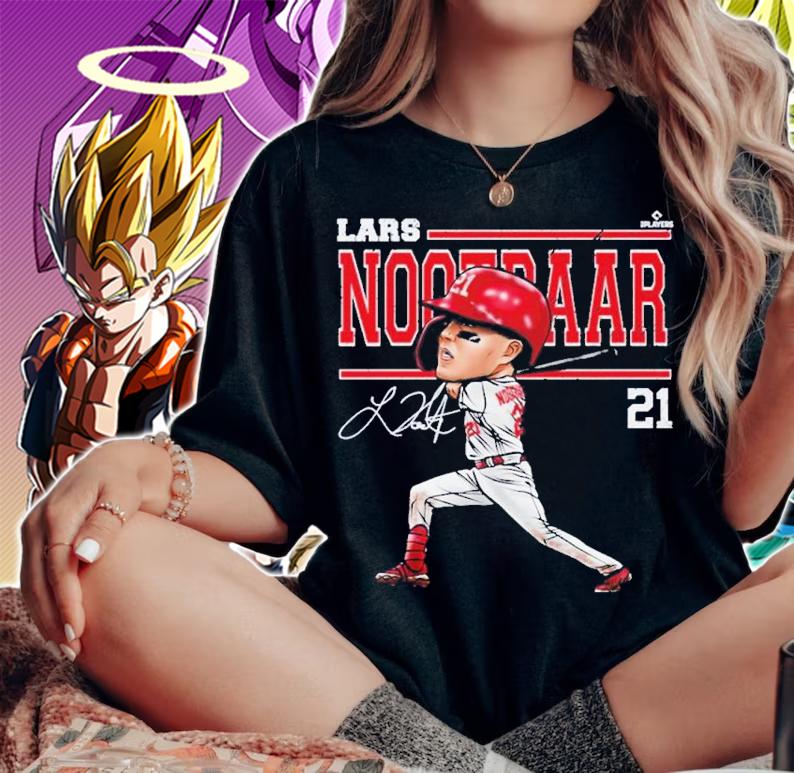 Lars Nootbaar St. Louis Cartoon Baseball Signature Shirt t-shirt