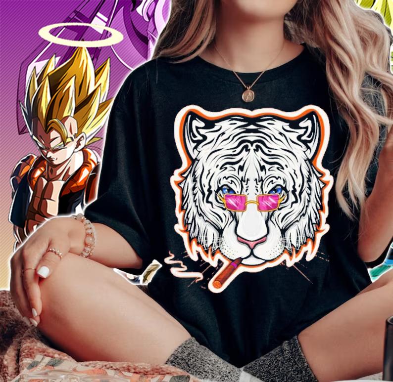 Smoking White Tiger T-Shirt t-shirt