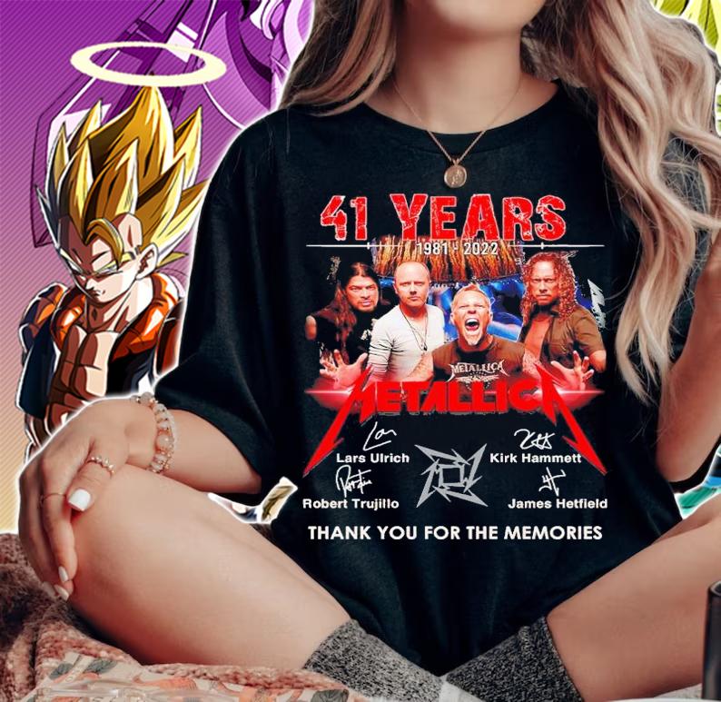 41 Years 1981-2022 Metallica Signatures Thank You For The Memories Shirt t-shirt woman shirt