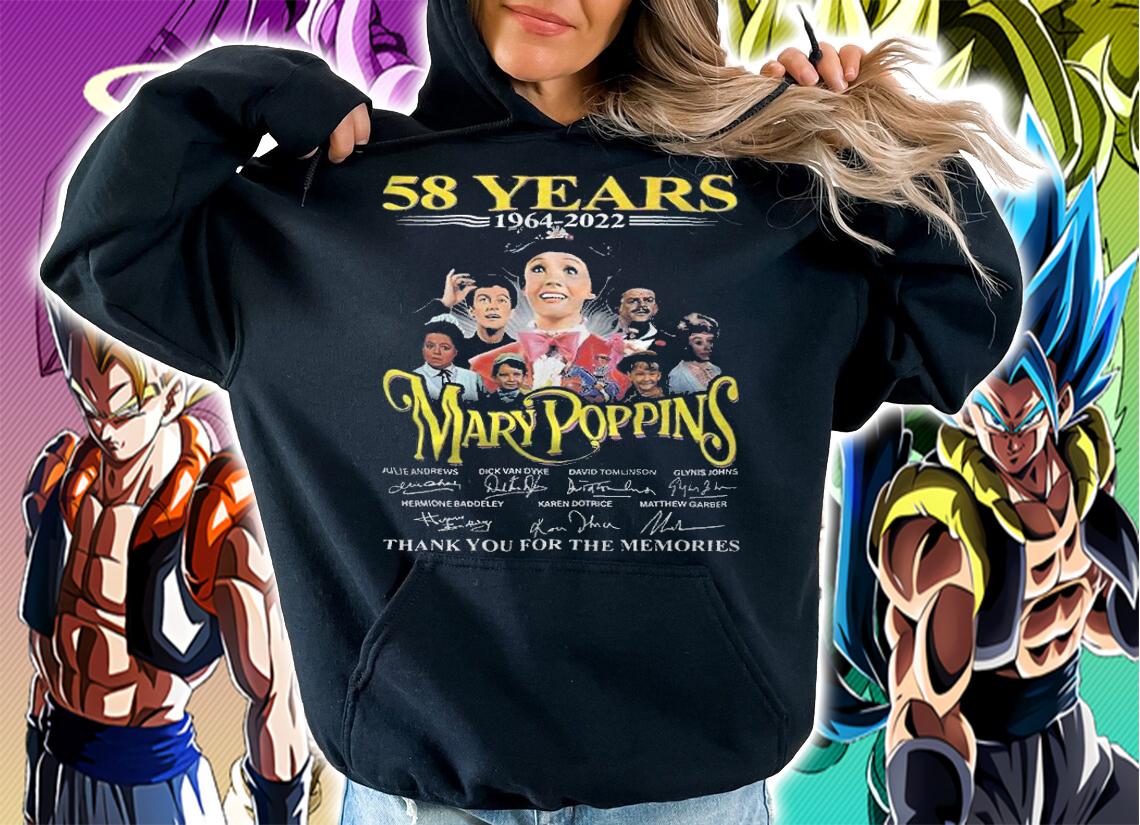 58 years 1964-2022 Mary Poppins signatures thank you for the memories shirt t-shirt hoodie