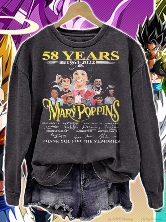 58 years 1964-2022 Mary Poppins signatures thank you for the memories shirt t-shirt sweatshirt