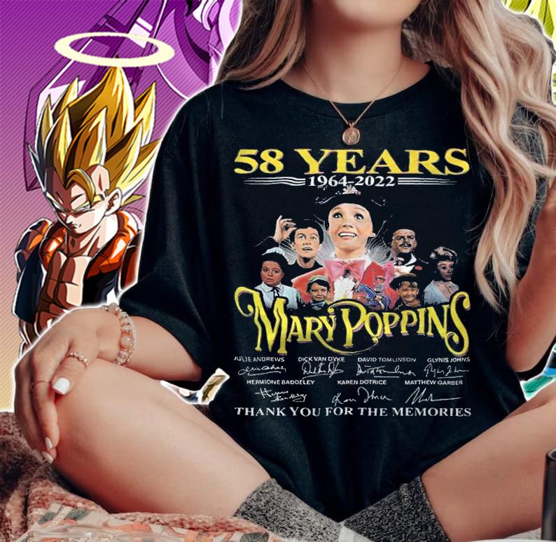 58 years 1964-2022 Mary Poppins signatures thank you for the memories shirt t-shirt woman shirt