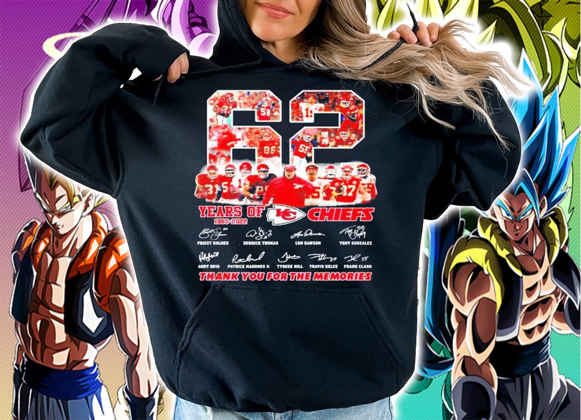 62 Years Of 1960-2022 Kansas City Chiefs Signatures Thank You For The Memories Shirt t-shirt