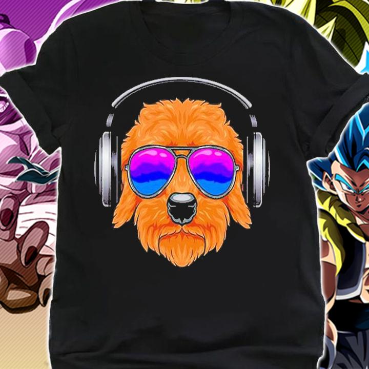 A Cool Goldendoodle With Glasses Headphones And Music T-Shirt t-shirt shirt