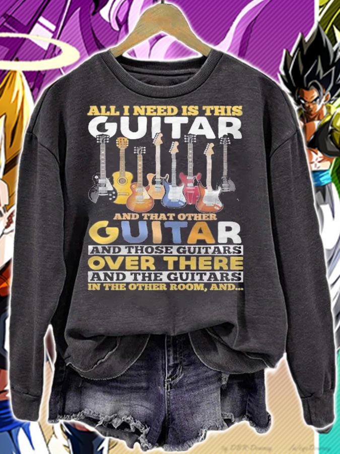 All I need is this guitar and that other guitar and those guitars over there and the guitars in the other room and T-shirt t-shirt