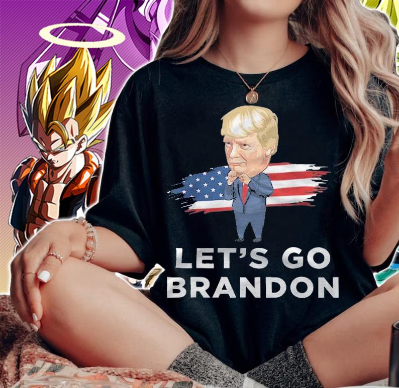 Anti Biden let's Go Brandon Trump Conservative Anti Liberal USA Flag Pro Trump T-Shirt t-shirt