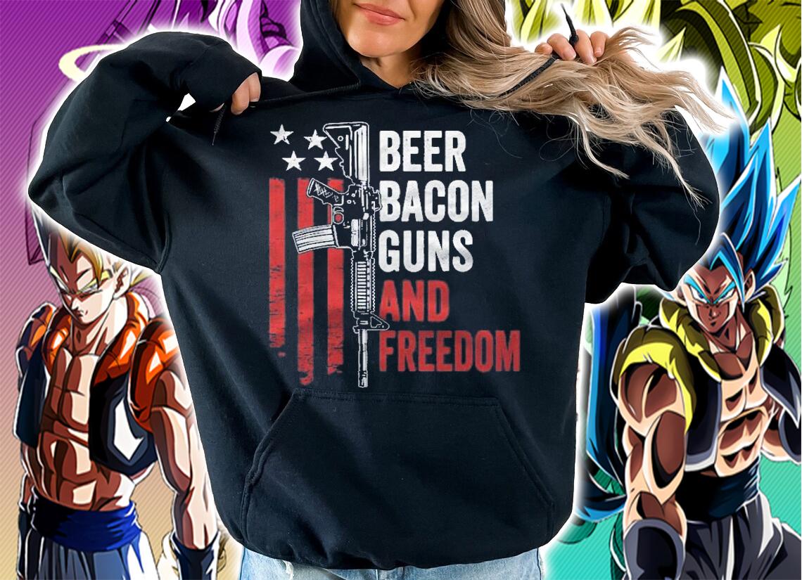 Beer Bacon Guns & Freedom Funny Gun Usa Flag Drinking Shirt t-shirt