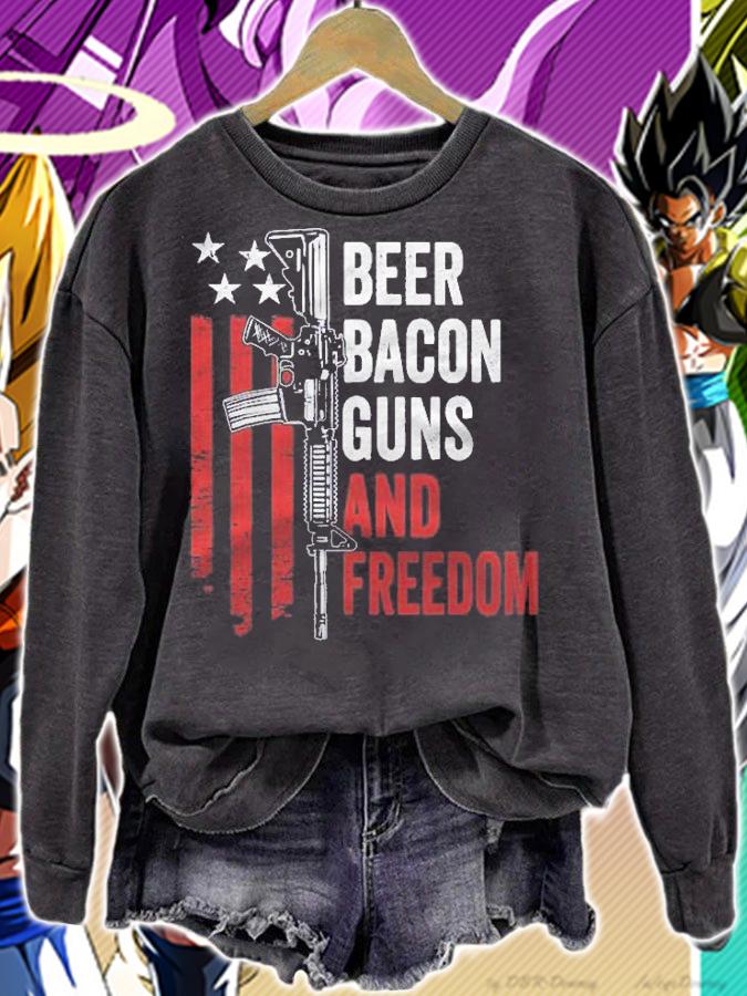 Beer Bacon Guns & Freedom Funny Gun Usa Flag Drinking Shirt t-shirt