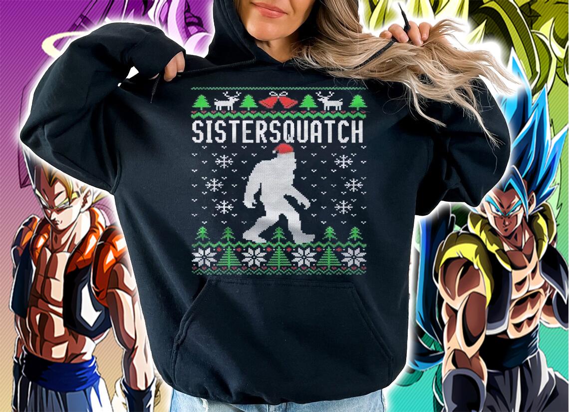 Bigfoot Santa Ugly Christmas Pajamas Sister Shirt t-shirt