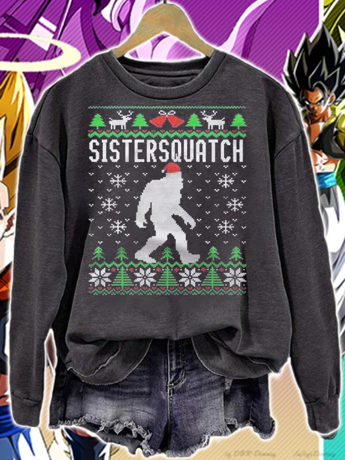Bigfoot Santa Ugly Christmas Pajamas Sister Shirt t-shirt