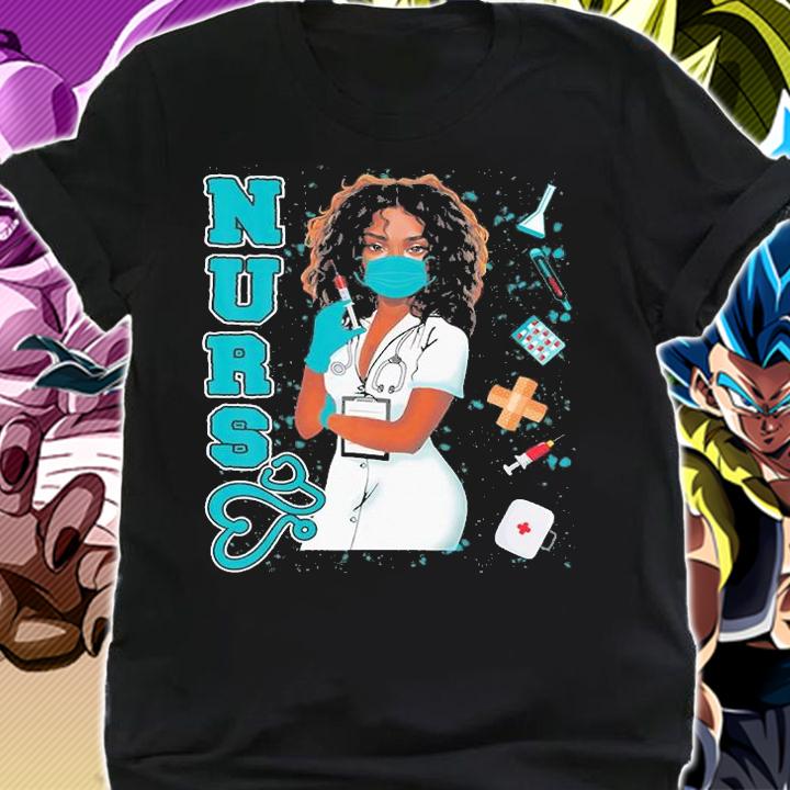 Black Nurse Uniform Face Mask Afro African Black History T-Shirt t-shirt