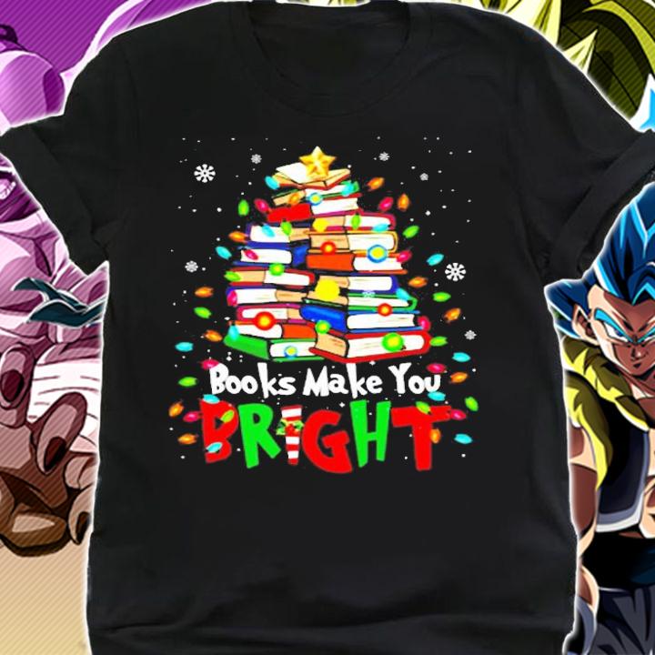 Book Christmas Tree Books Make You Bright Lights T-Shirt t-shirt shirt