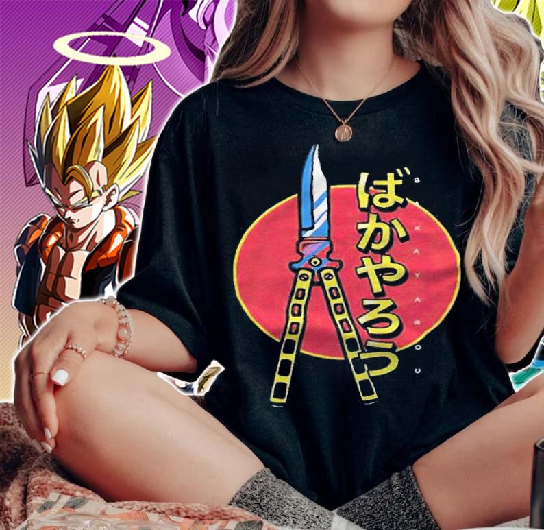 Butterfly knife Bakayarou T-shirt t-shirt woman shirt