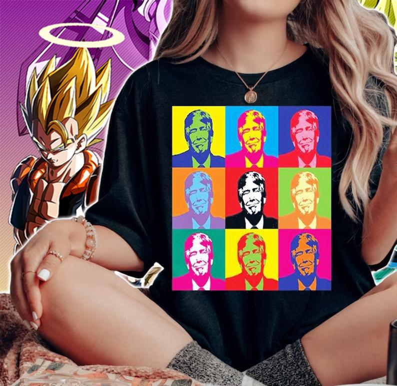 Donald Trump 2020 President Color Art Cartoon Funny T-Shirt t-shirt woman shirt