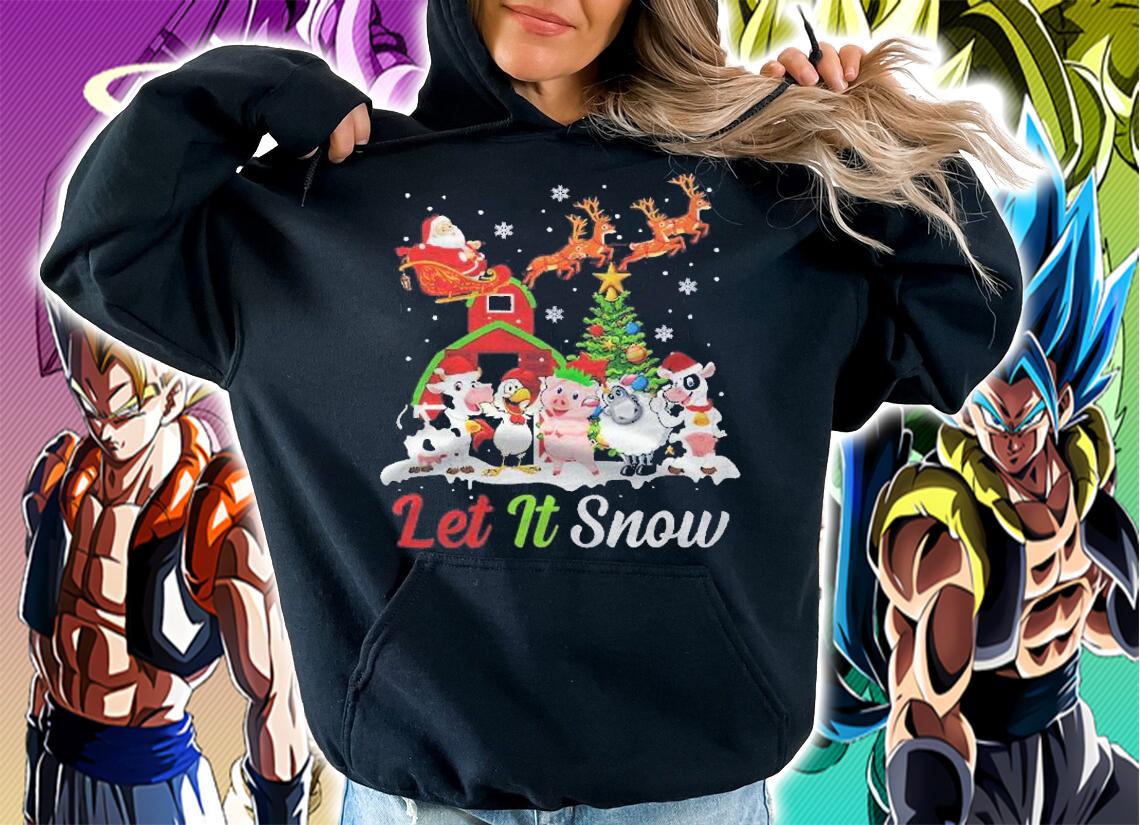 Let It Snow Merry Xmas Gift Tshirt Farm Animals Tractor shirt t-shirt hoodie