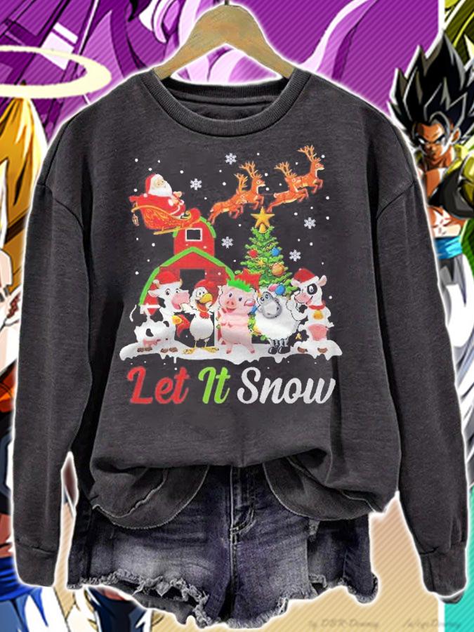 Let It Snow Merry Xmas Gift Tshirt Farm Animals Tractor shirt t-shirt sweatshirt