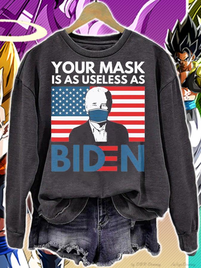 Your Mask Is As Useless As Biden Biden Mask USA Flag T-Shirt t-shirt sweatshirt