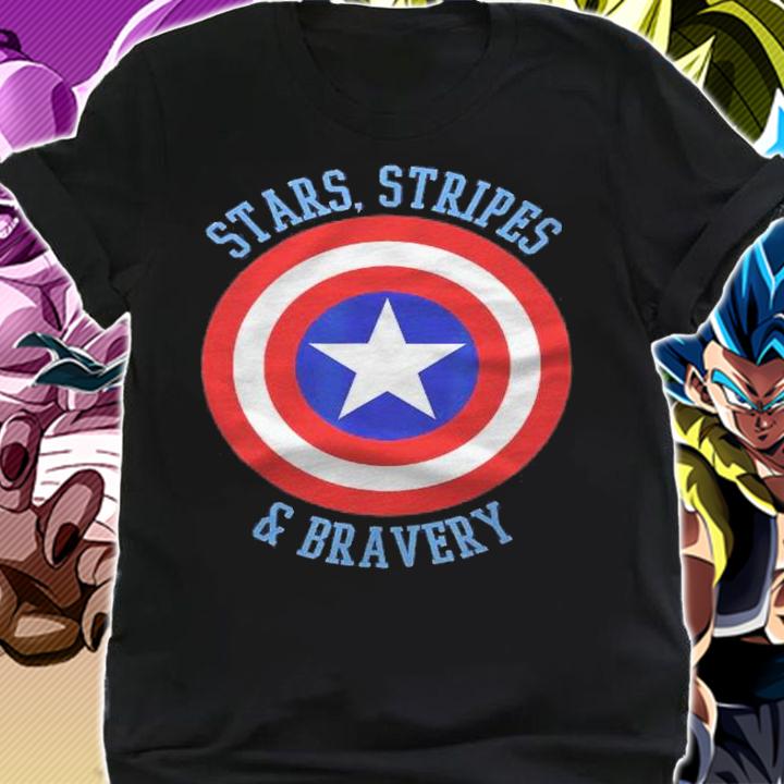 Marvel Captain America Stars Stripes Bravery Circle Shield Shirt t-shirt