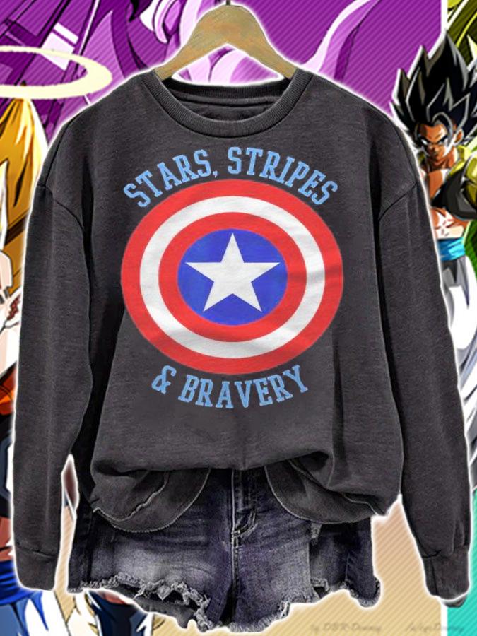 Marvel Captain America Stars Stripes Bravery Circle Shield Shirt t-shirt
