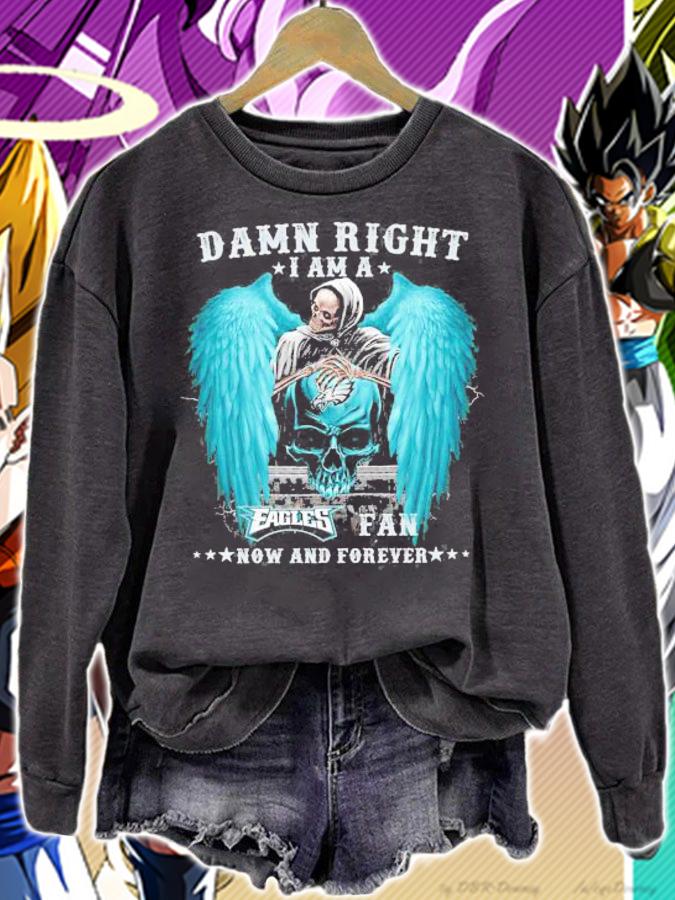 Skull Death Damn Right I Am A Philadelphia Eagles Fan Now And Forever t-shirt