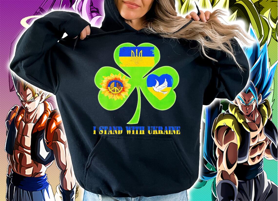 Stop Russian Pattys Day Shamrock Heart Peace Ukraine Flag Dove Sunflower T-Shirt t-shirt