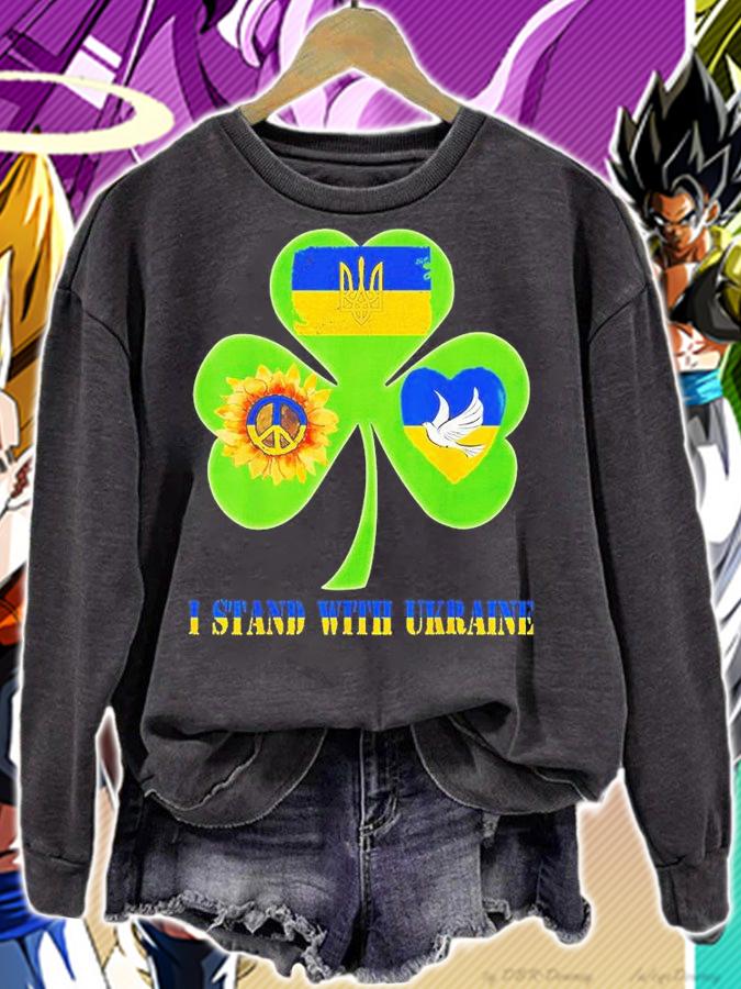 Stop Russian Pattys Day Shamrock Heart Peace Ukraine Flag Dove Sunflower T-Shirt t-shirt