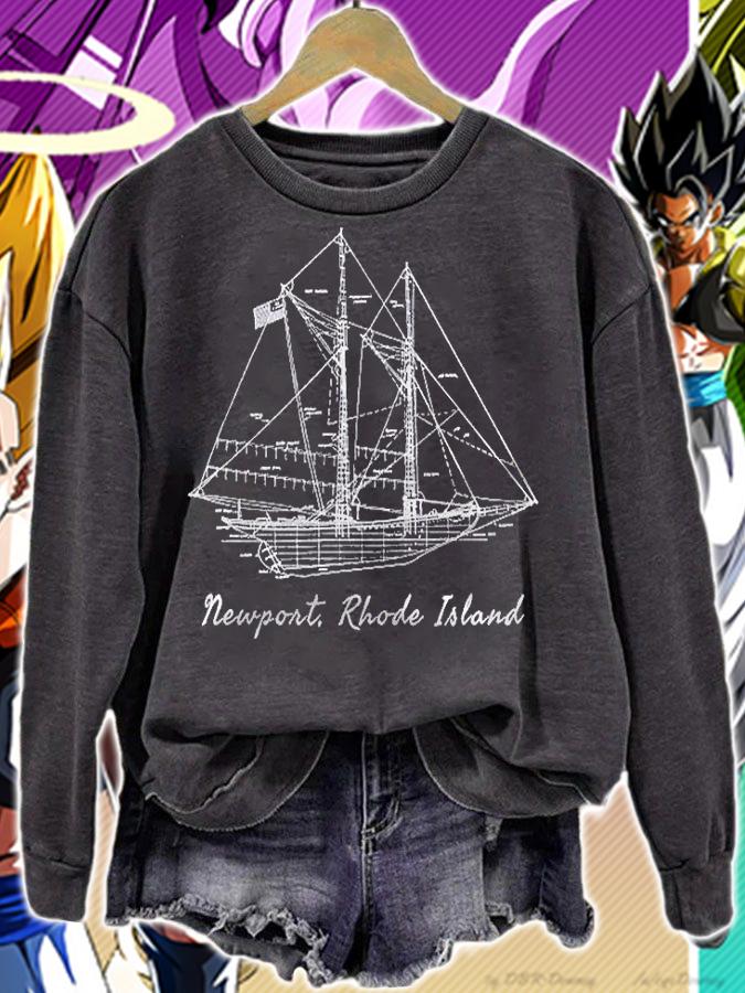 Sailboat Vintage Blueprint Newport Ri Sailing Vacation Gift Shirt t-shirt