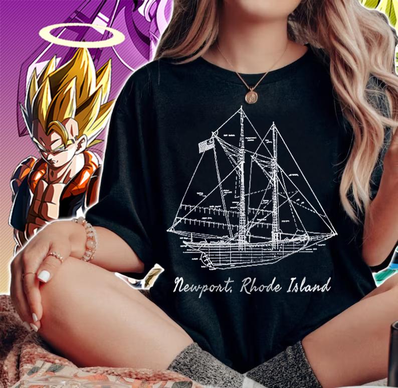 Sailboat Vintage Blueprint Newport Ri Sailing Vacation Gift Shirt t-shirt