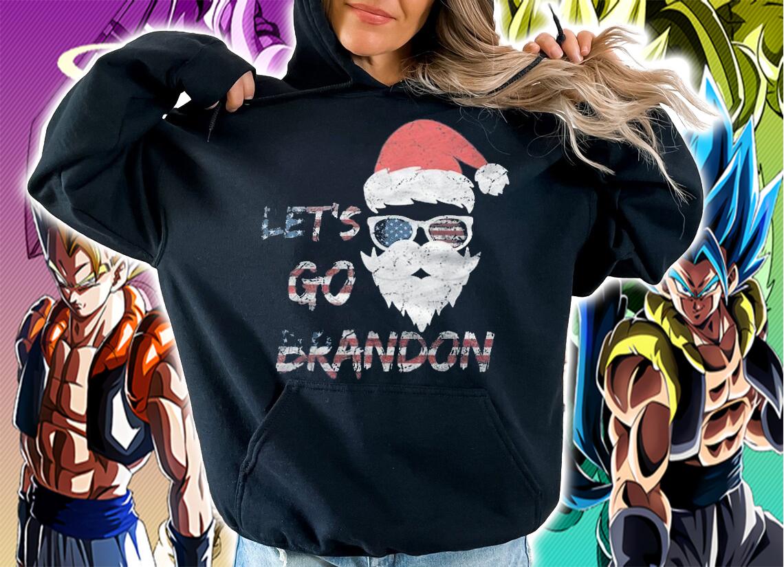 Vintage Let's Go Brandon Christmas Santa USA Flag T-Shirt t-shirt