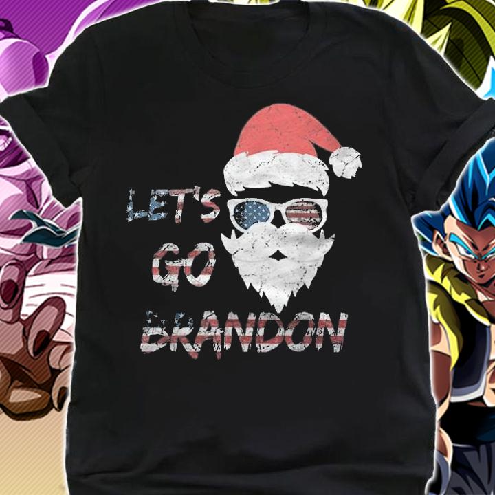 Vintage Let's Go Brandon Christmas Santa USA Flag T-Shirt t-shirt